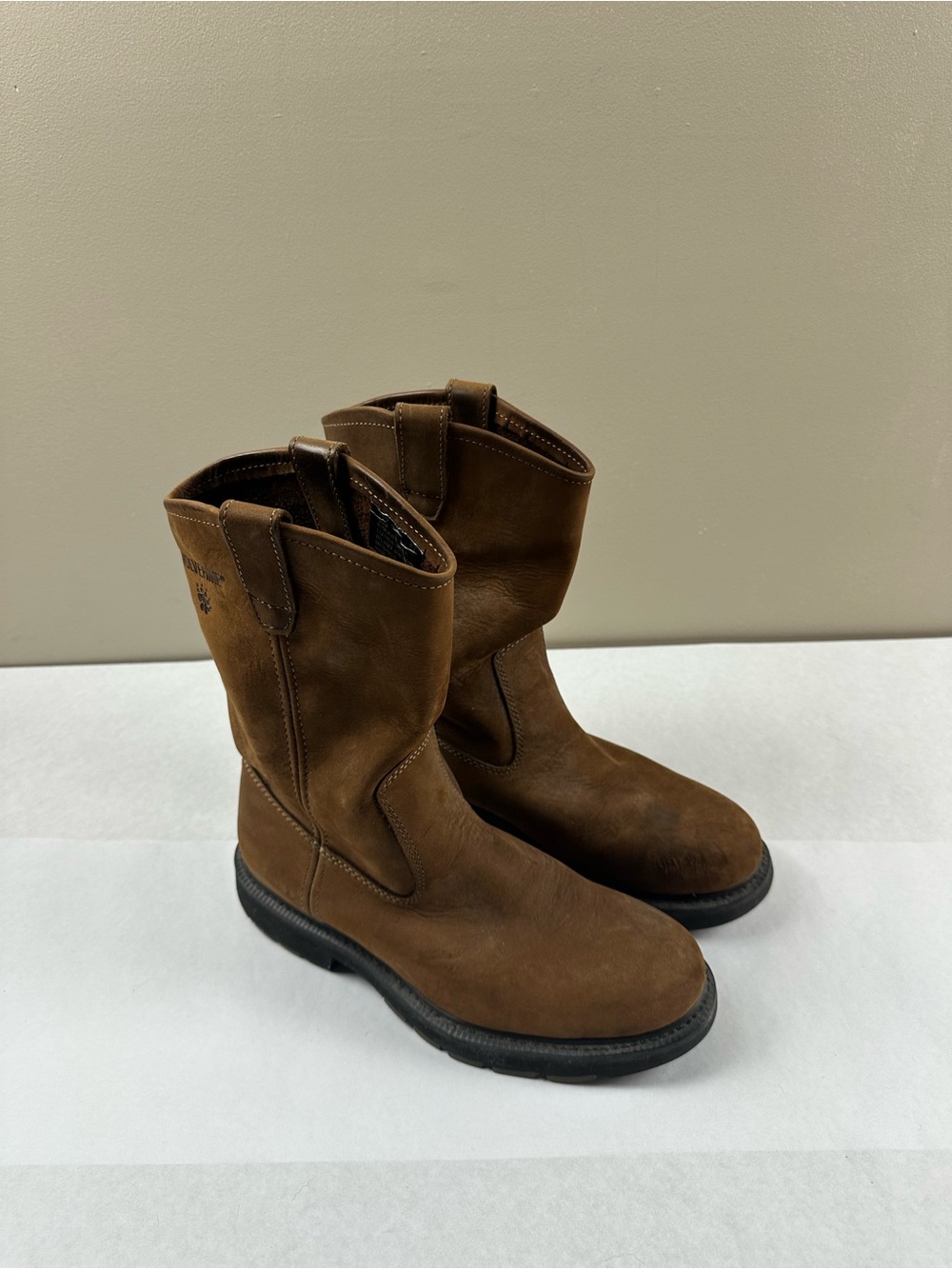 Wolverine Brown Leather Pull-On Work Boots